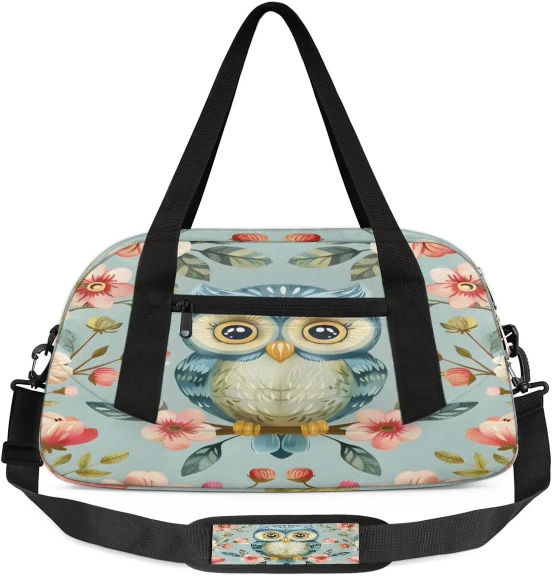 Sport Duffel Bag Lovely Owl Flowers Kids Gym Bag Weekender Overnight Bags for Boys Girls Teens Carry On Workout Travel Bag