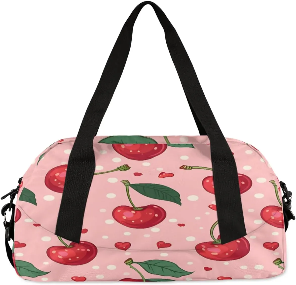 Sport Duffel Bag Red Cherry Fruits Kids Gym Bag Weekender Overnight Bags for Boys Girls Teens Carry On Workout Travel Bag