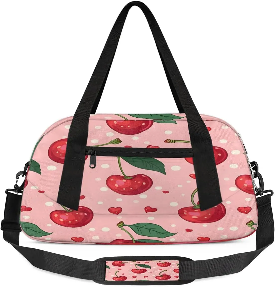 Sport Duffel Bag Red Cherry Fruits Kids Gym Bag Weekender Overnight Bags for Boys Girls Teens Carry On Workout Travel Bag