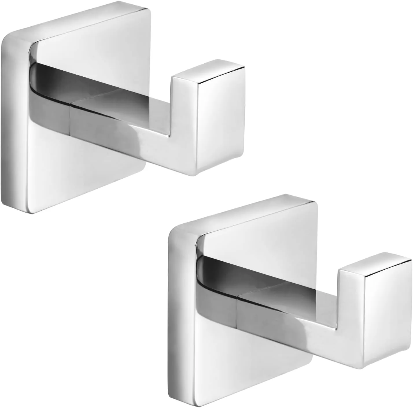 Stainless Steel Heavy Duty Bathroom Coat Hooks - Chrome Polished Square Wall Mounted Towel Hooks Robe Hook 2 Pack