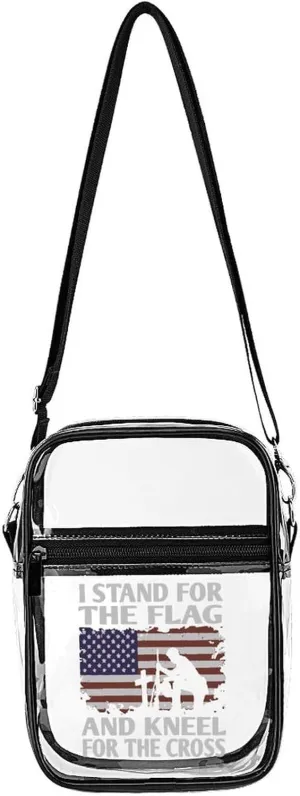 Stand for Flag Kneel for Cross Fashion Shoulder Bag PVC Transparent Unisex Crossbody Bags Cute Handbag Sling Bag