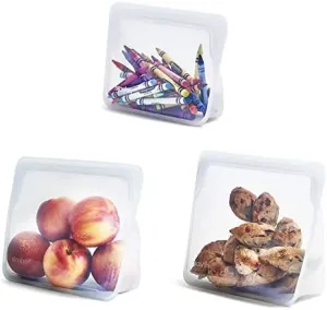 Stasher Silicone Reusable Storage Bag, Mini   Mid   Mega (Clear) | Food Meal Prep Storage Container | Lunch, Travel, Makeup, Gym Bag | Freezer, Oven, Microwave, Dishwasher Safe, Leakproof