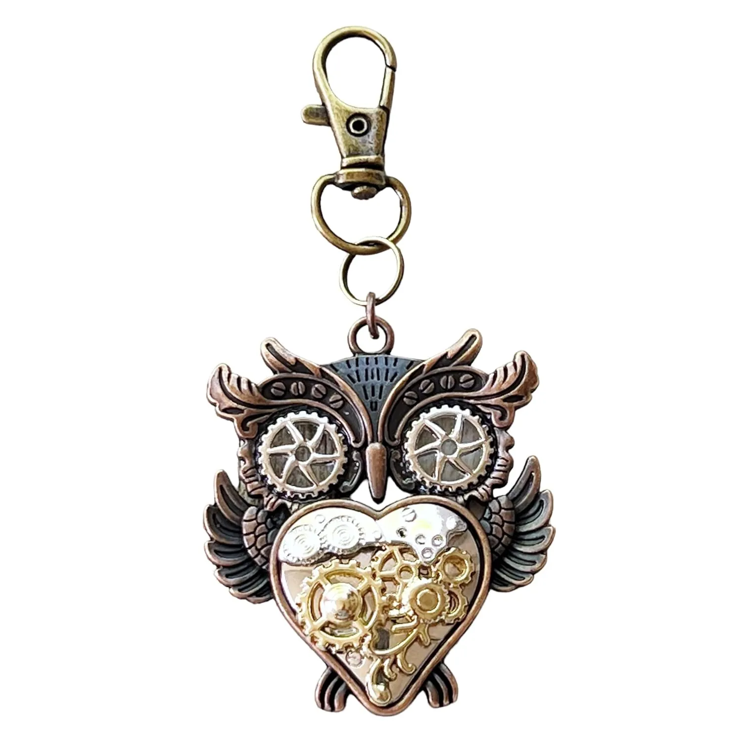 Steampunk Owl Zipper Pull for Backpacks, Cute Owl Purse Charms, Unique Custom Handbag Jewelry, Personalized Zipper Charms, Camera Bag Charms, Cool Key Chain Charm