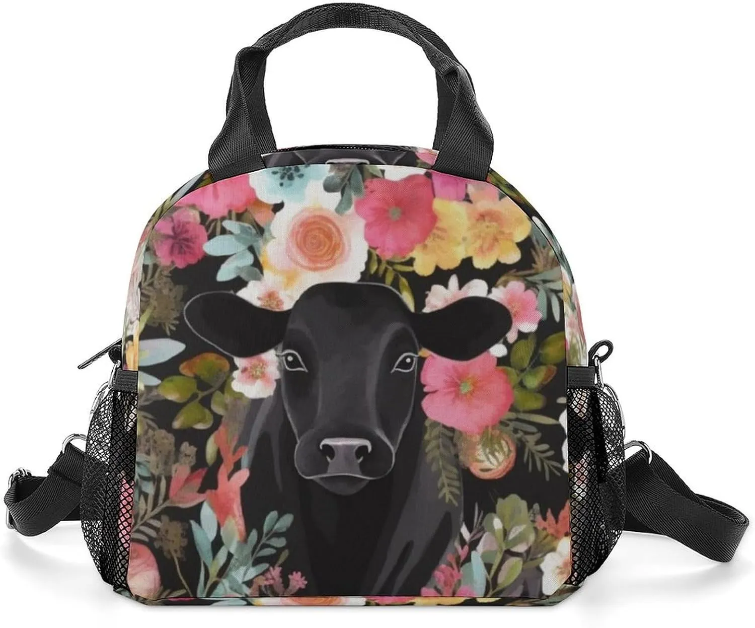 Steer Floral Insulated Lunch Bag Portable Lunch Box Tote Cooler Bags Lunchbox For Travel Picnic Work