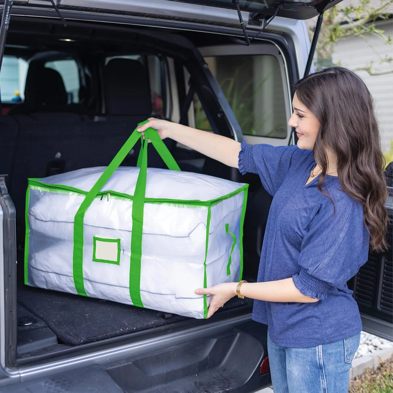 Storage and Moving Bags - Heavy Duty, Dust Protection and Water Resistant, Durable Zipper Closure and Sturdy Handles Best Moving Boxes Alternative (Green, 8 Pack)