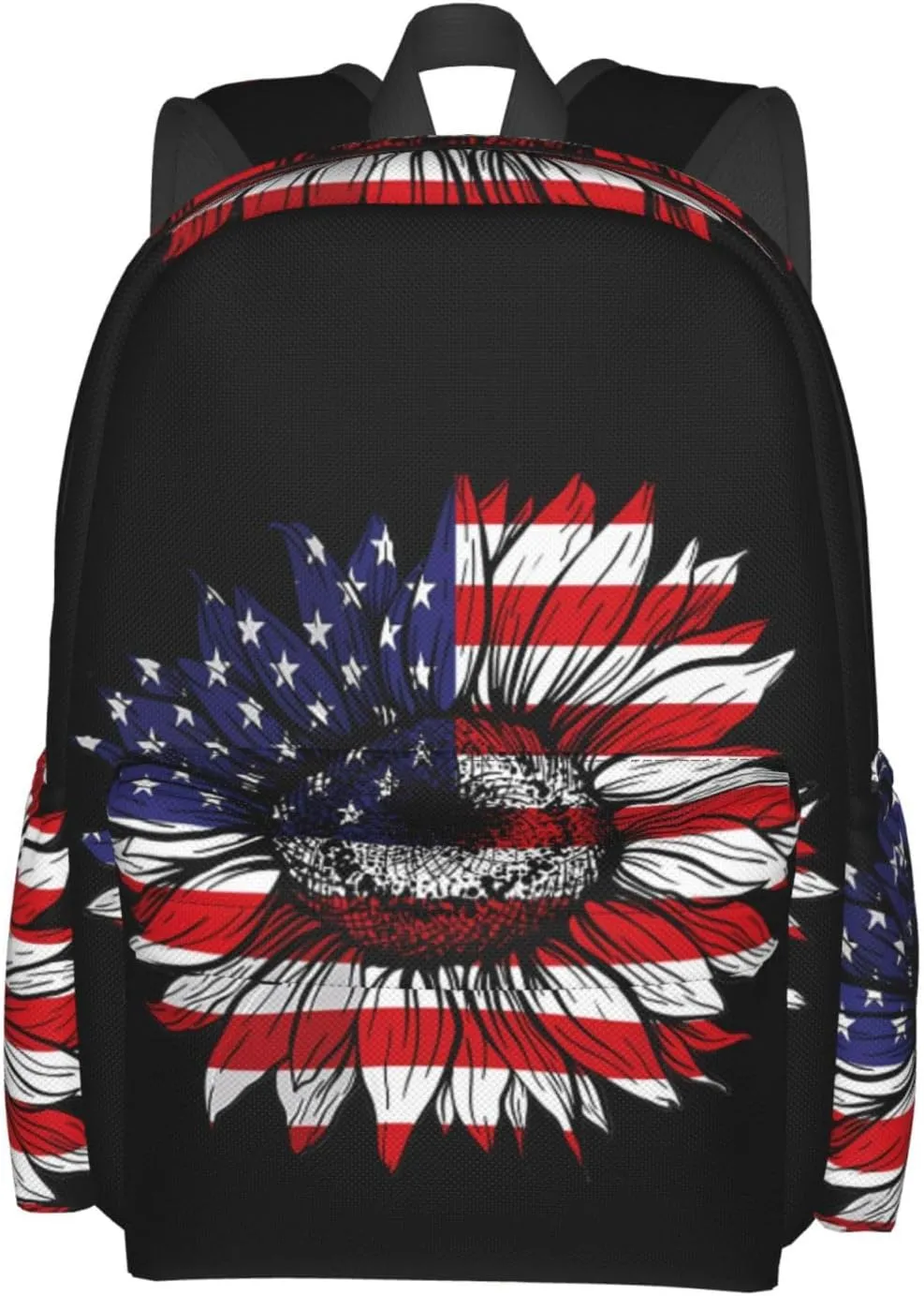 Sunflower American Flag Patriotic Backpack Large Capacity Backpack Lightweight Double Shoulder Bag For Women Men Travel