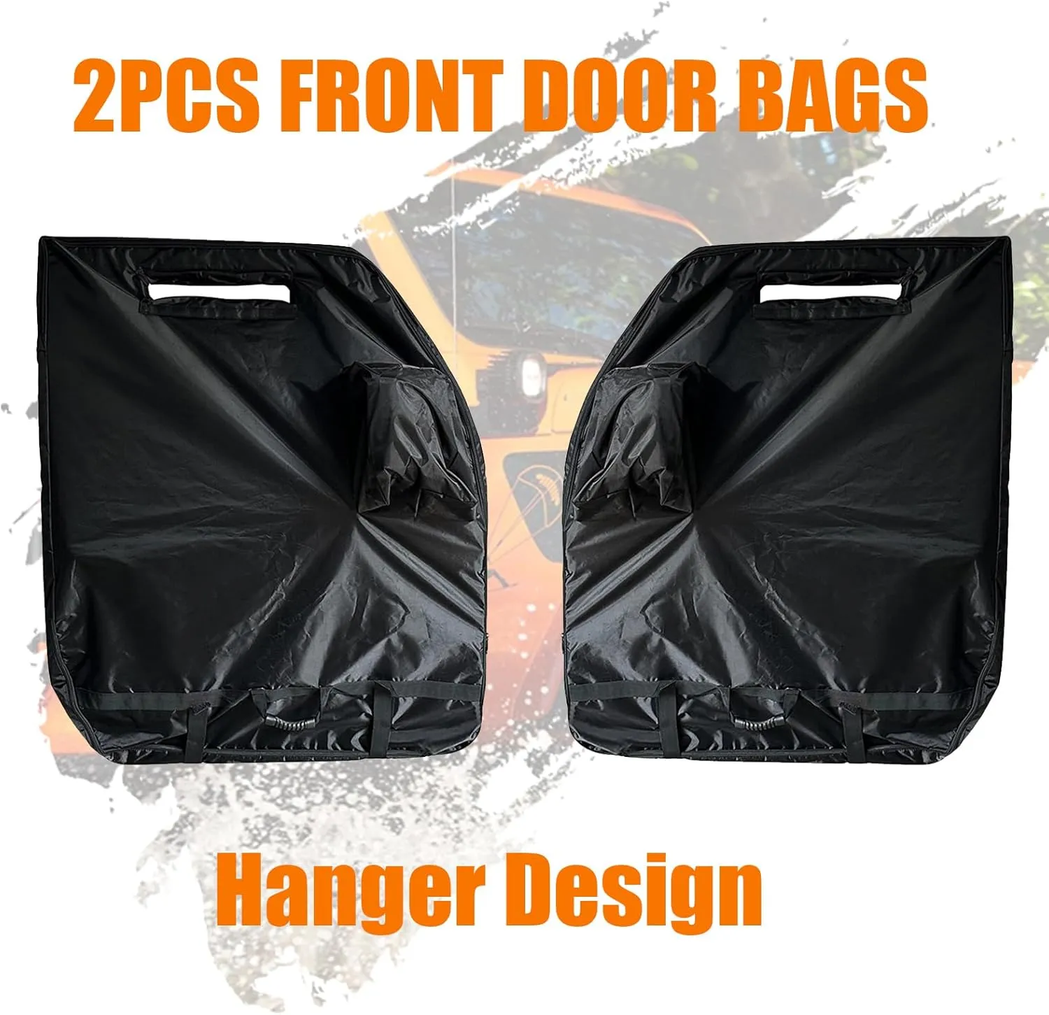 SUNPIE Door Storage Bags Hanger Design Car Door Storage Cover Compatible with 1976-2024 Wrangler JK JL JKU JLU YJ TJ Gladiator Door Cover (2 Doors)