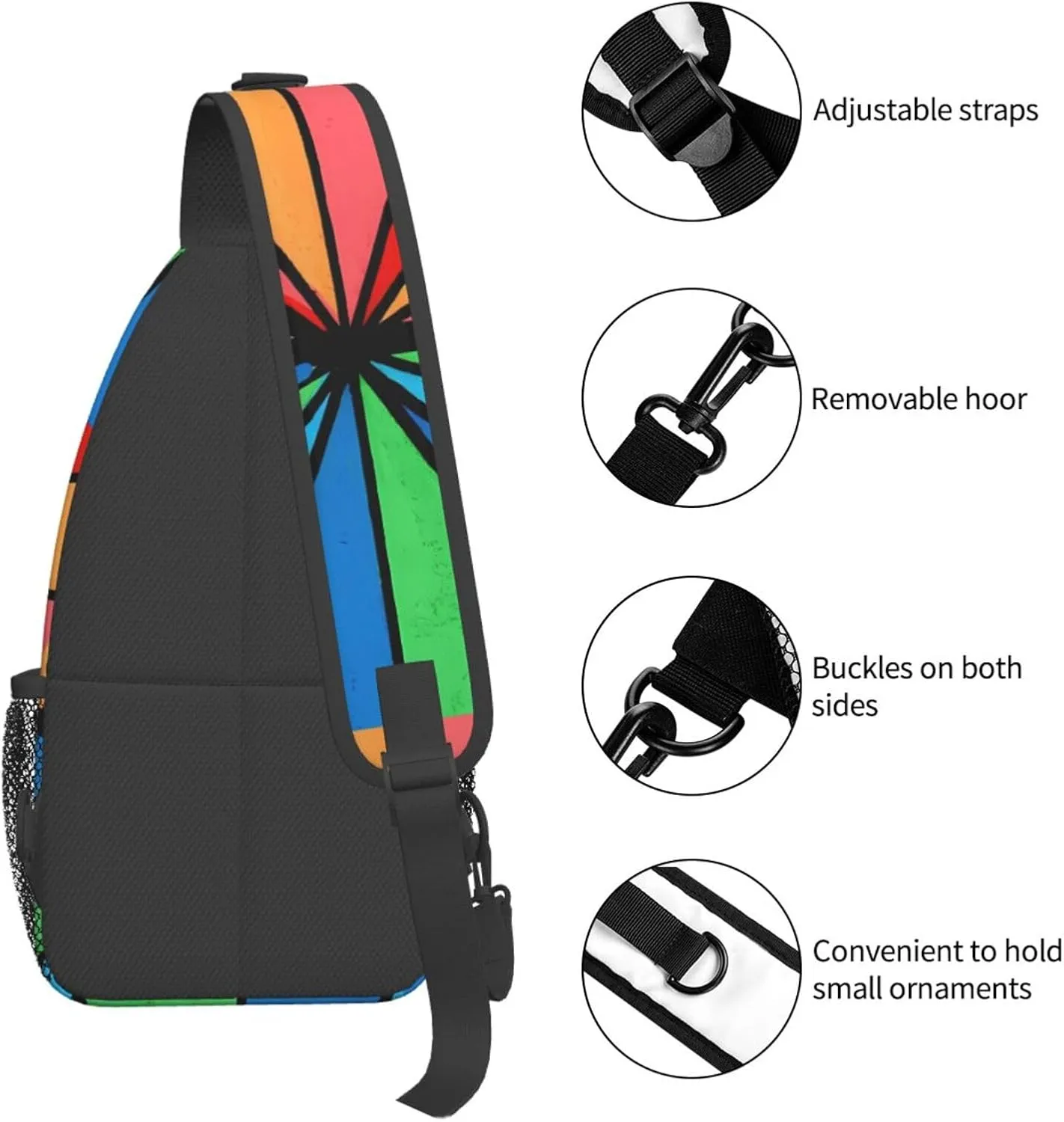 Sunrise Sunset Geometric Abstract Acrylic Painting Chest Sling Bag Crossbody Shoulder Backpack Bag Gym Cycling Travel Hiking Daypack Cross Bag