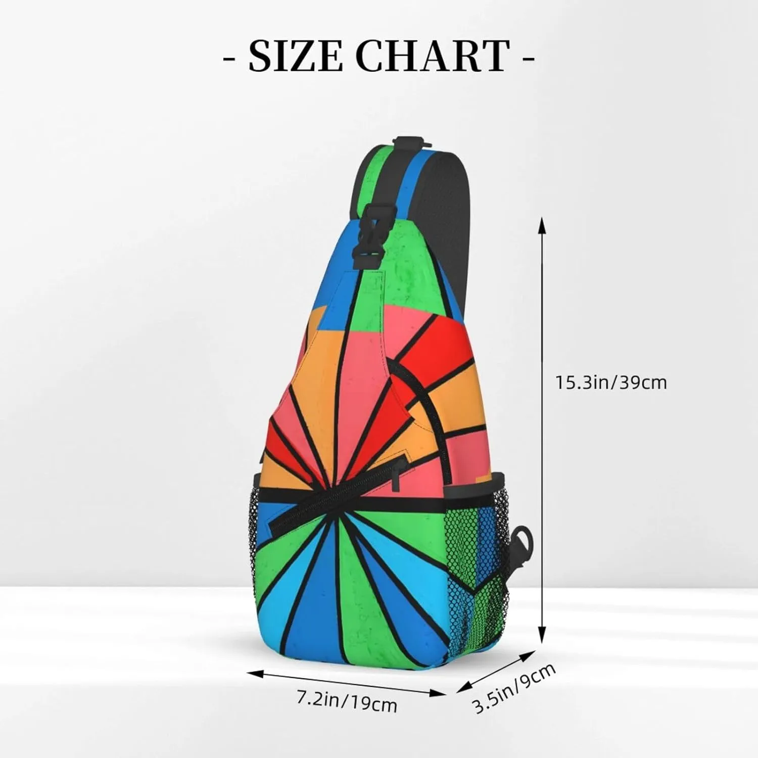 Sunrise Sunset Geometric Abstract Acrylic Painting Chest Sling Bag Crossbody Shoulder Backpack Bag Gym Cycling Travel Hiking Daypack Cross Bag