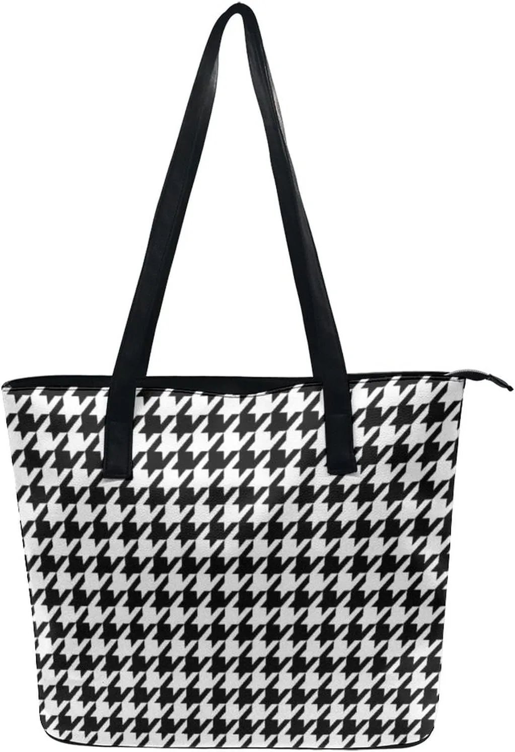 SWEET TANG Women Soft Leather Shoulder Bags Retro Travel Weekender Bag Shopper Handbag - Houndstooth black Tote-Handbag for Travel Business Shopping, Multi-Function Satchel Bags