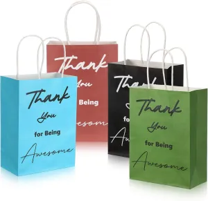 Sweetude 48 Pcs Thank You Gift Bags with Handles Employee Appreciation Gift Thank You for Being Awesome Shopping Goodie Bags for Business Retail Coworker Employee(Classic Colors)