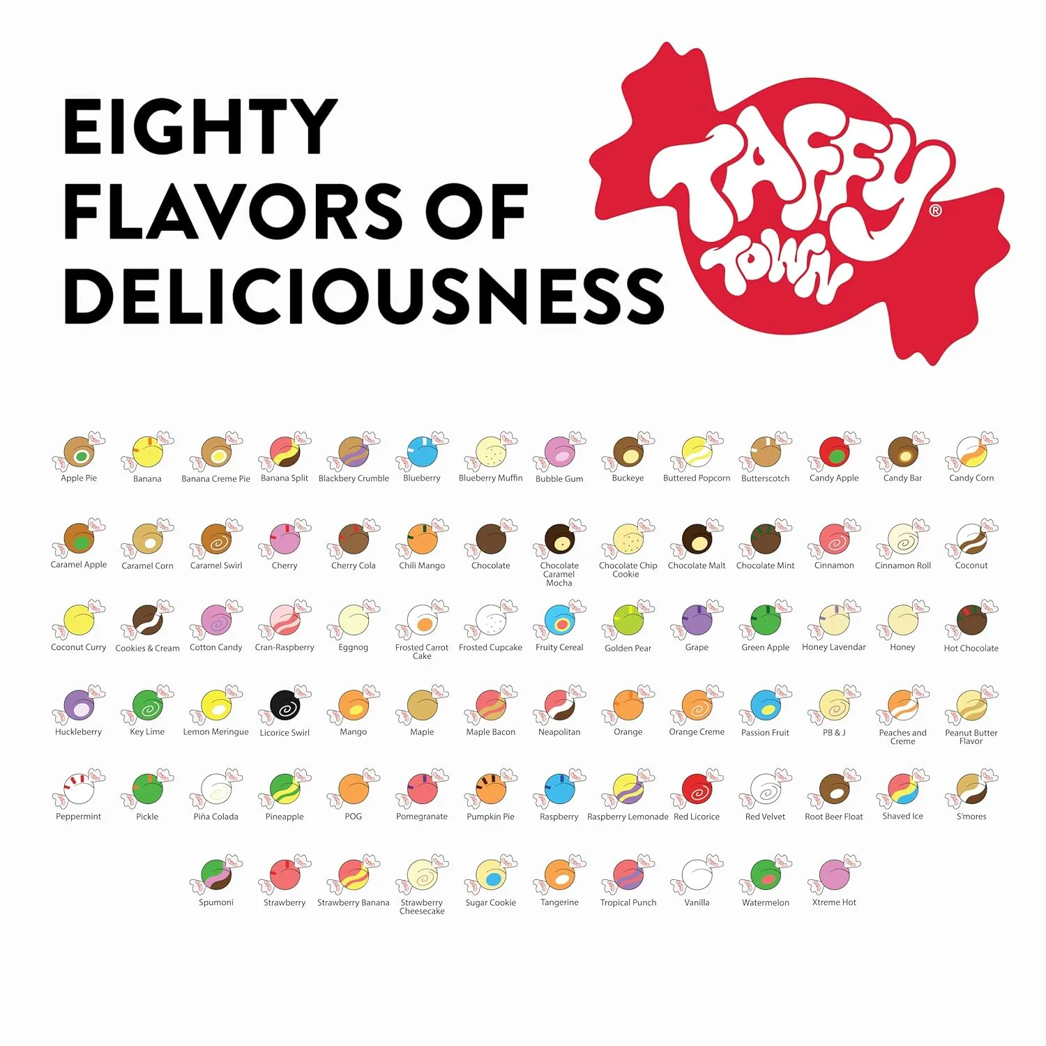 Taffy Town Saltwater Taffy- Licorice Swirls | Gourmet Taffy| Nougat-Style Candy| Soft & Delicious| Sumer Snack Treats| Party Good Candies| 2.5lbs