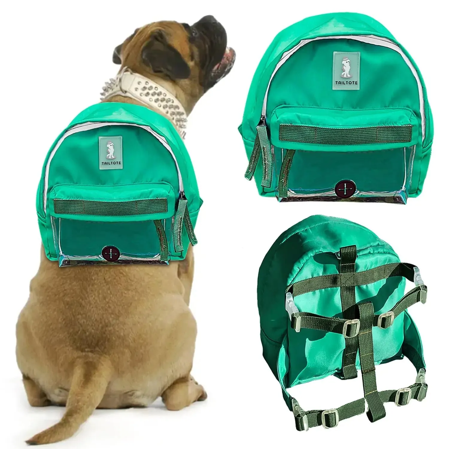 TailTote Dog Harness with self Carrier Waterproof Backpack Fashion Cute pet poopbag; Small and Medium pet Pouch Holding Treats Toys and Poop Bags for Outdoor Hiking or Daily Walking (Medium)
