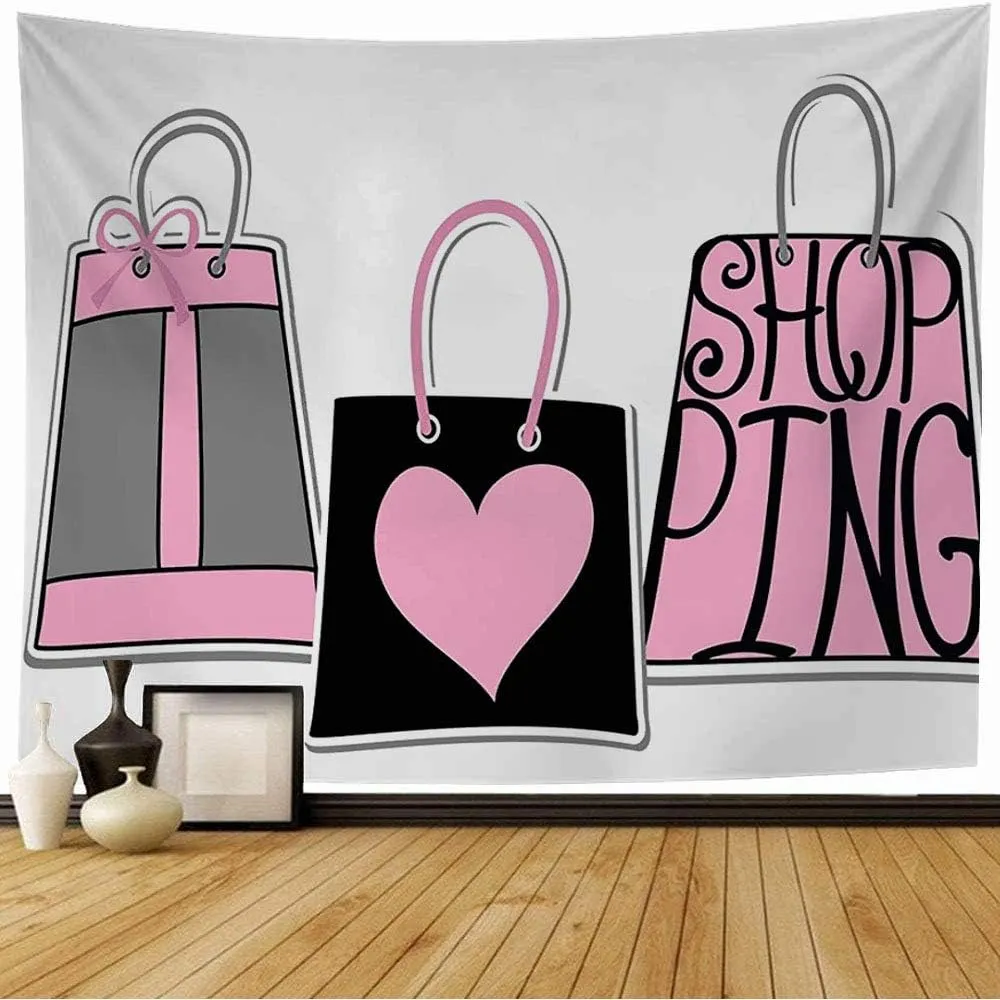 Tapestry Wall Hanging Typography Bags Scrapbooking Model Designsilhouette Words On Glamour Bear Abstract Beauty Fashion Cool Tapestry for Bedroom Wall Decor 60x60 Inch