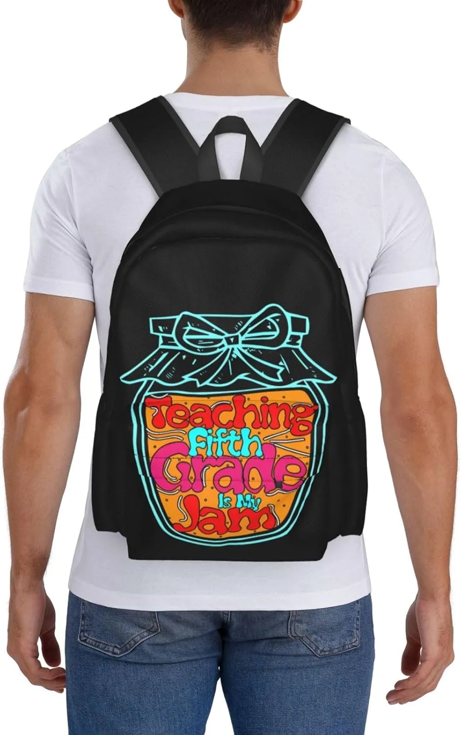 Teaching Fifth Grade ls My Jam Backpack Casual Laptop Backpack Large Capacity Double Shoulder Bag Travel Daypack For Women Men