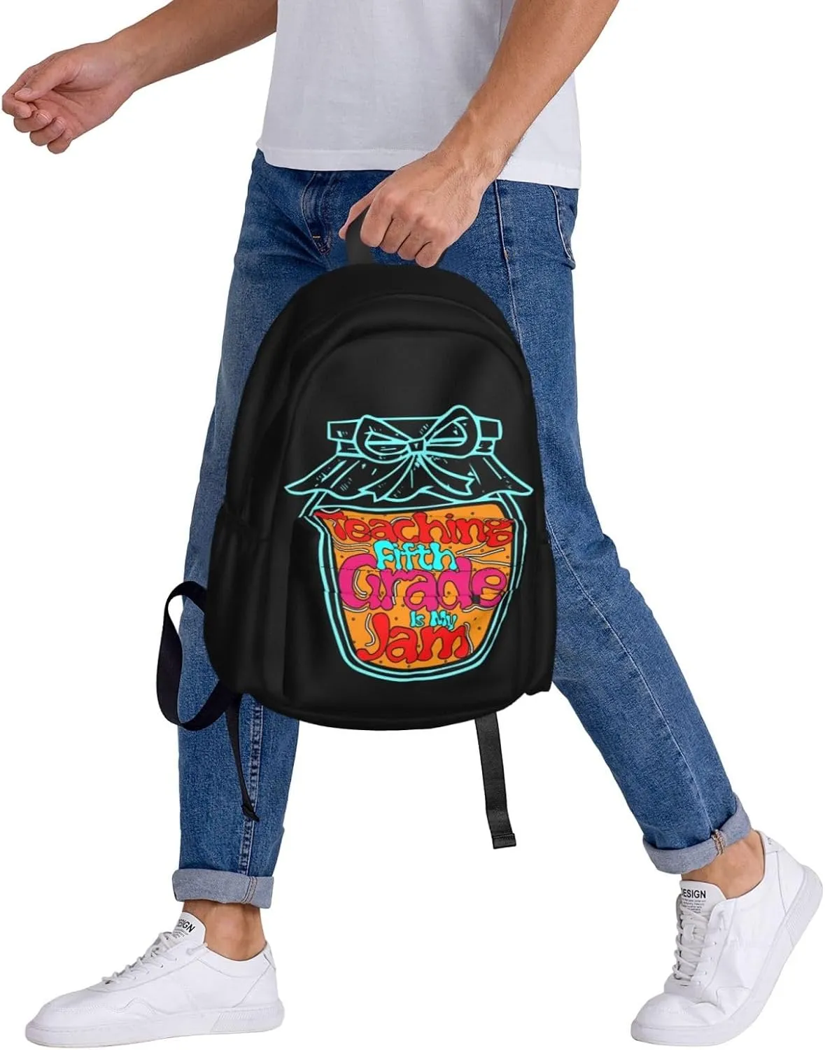 Teaching Fifth Grade ls My Jam Backpack Casual Laptop Backpack Large Capacity Double Shoulder Bag Travel Daypack For Women Men