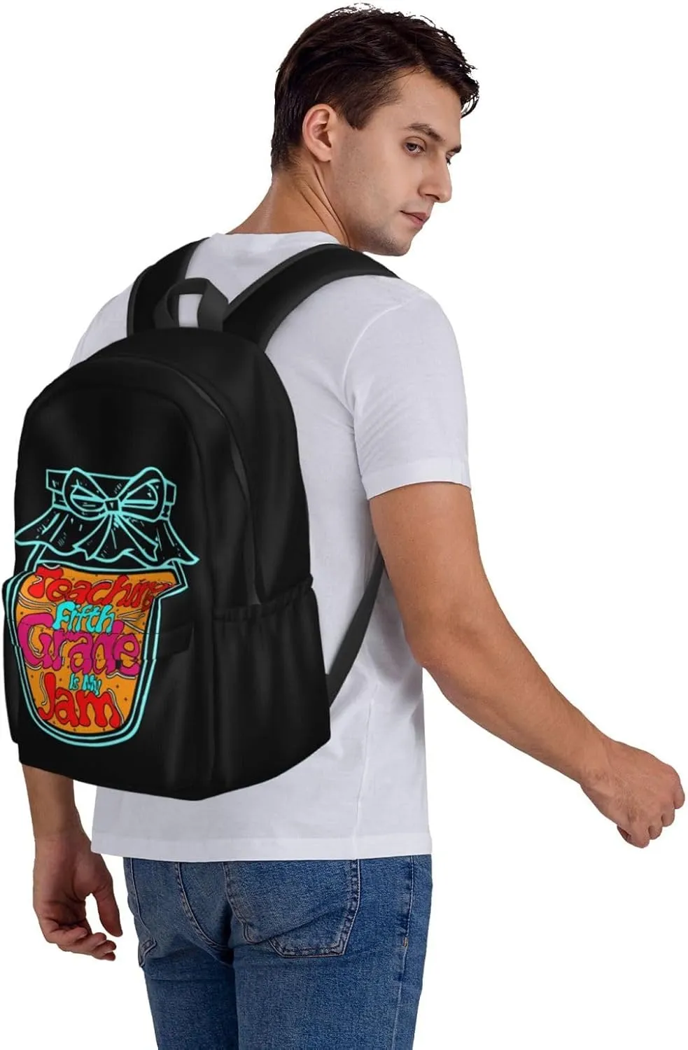 Teaching Fifth Grade ls My Jam Backpack Casual Laptop Backpack Large Capacity Double Shoulder Bag Travel Daypack For Women Men