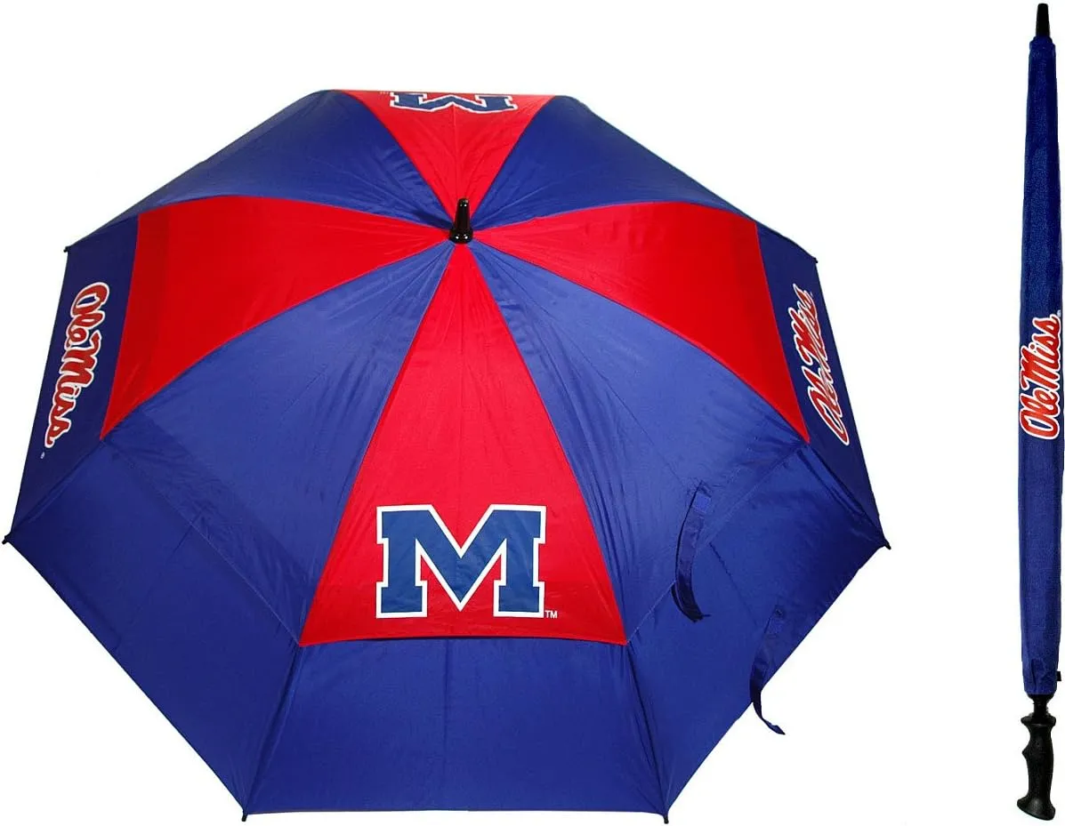 Team Golf NCAA 62" Golf Umbrella with Protective Sheath, Double Canopy Wind Protection Design, Auto Open Button