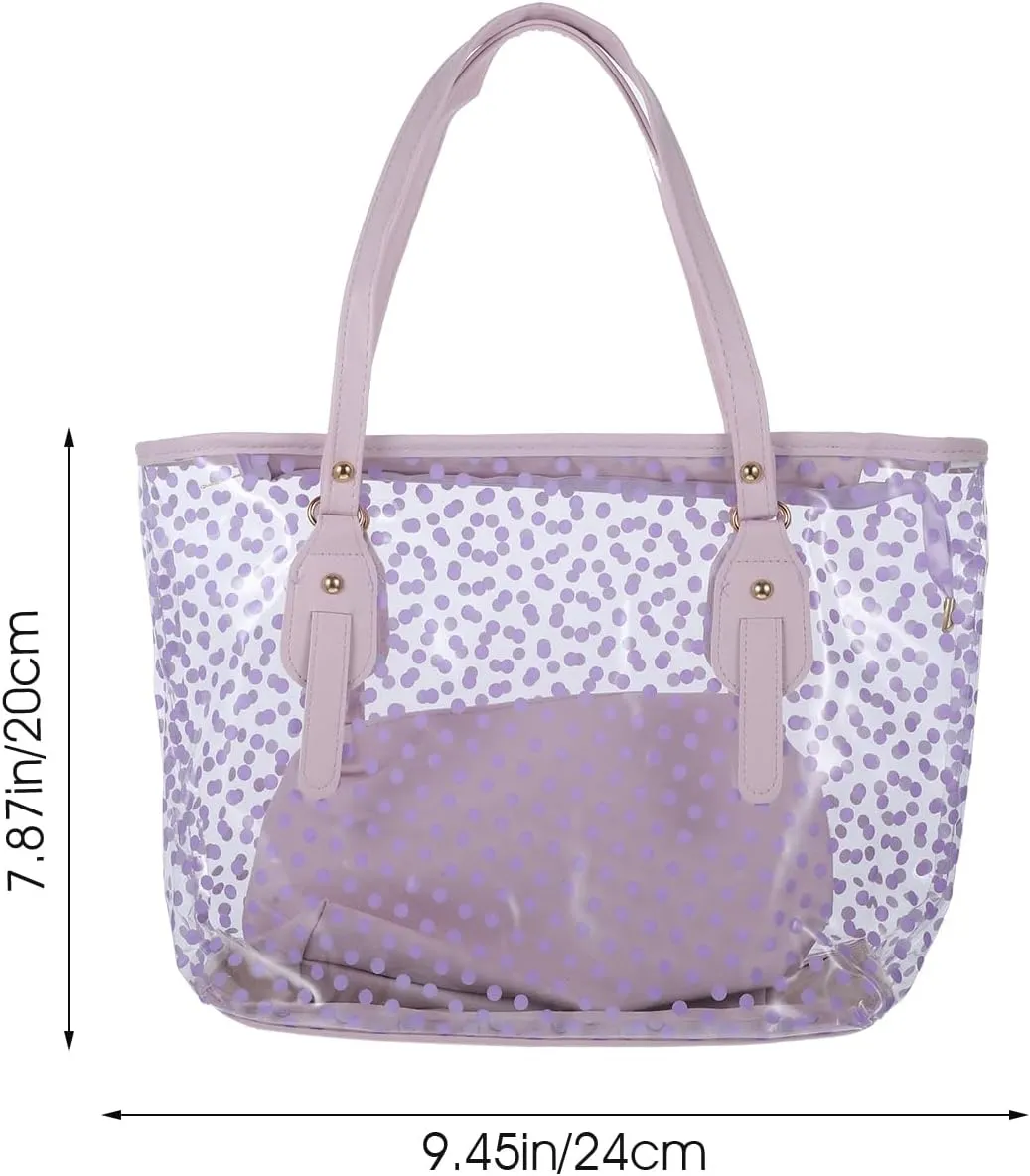 TENDYCOCO Jelly Beach Bag Tote for Women with Zipper Summer Beach Bags Clear Tote