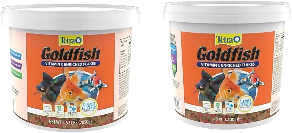 Tetra Goldfish Flakes, Nutritionally Balanced Diet, Vitamin C Enriched, 4.52 lbs & 2.2 lbs