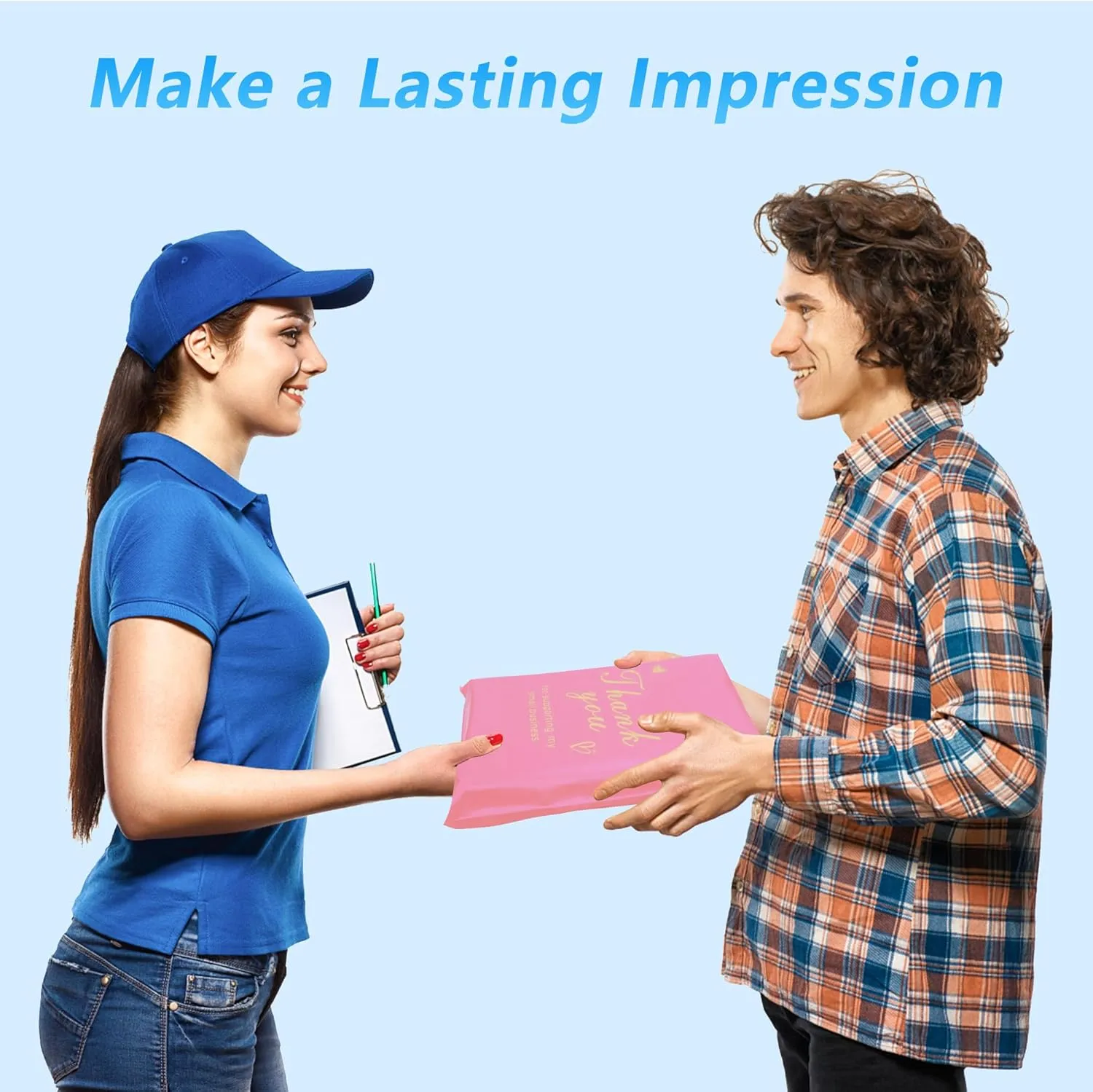 Thank You Poly Mailer 10x13 Inch 100 Pcs, Waterproof and Tear-Resistant Shipping Bags for Clothing, Strong Mailing Bags with Self-Seal, Cute Packaging Bags for Small Business - Pink