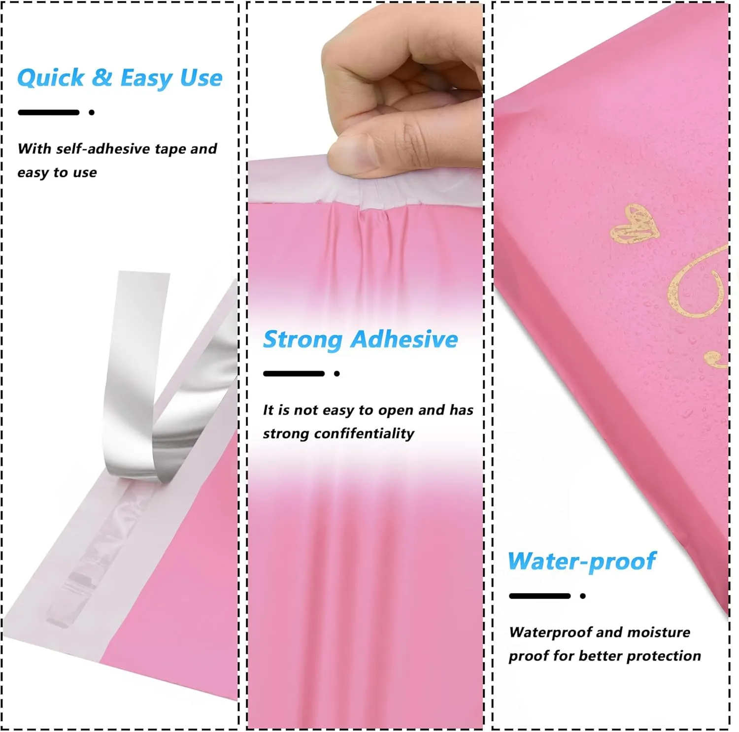 Thank You Poly Mailer 10x13 Inch 100 Pcs, Waterproof and Tear-Resistant Shipping Bags for Clothing, Strong Mailing Bags with Self-Seal, Cute Packaging Bags for Small Business - Pink