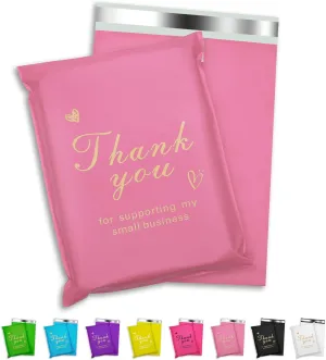 Thank You Poly Mailer 10x13 Inch 100 Pcs, Waterproof and Tear-Resistant Shipping Bags for Clothing, Strong Mailing Bags with Self-Seal, Cute Packaging Bags for Small Business - Pink