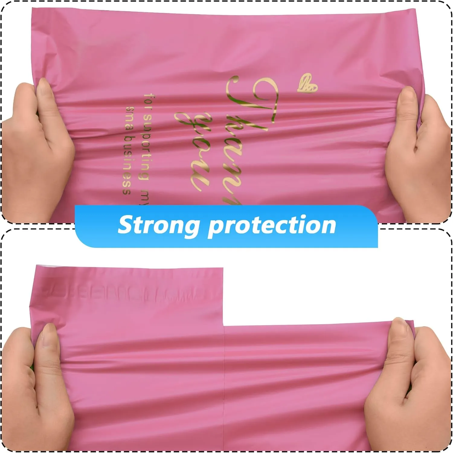 Thank You Poly Mailer 10x13 Inch 100 Pcs, Waterproof and Tear-Resistant Shipping Bags for Clothing, Strong Mailing Bags with Self-Seal, Cute Packaging Bags for Small Business - Pink
