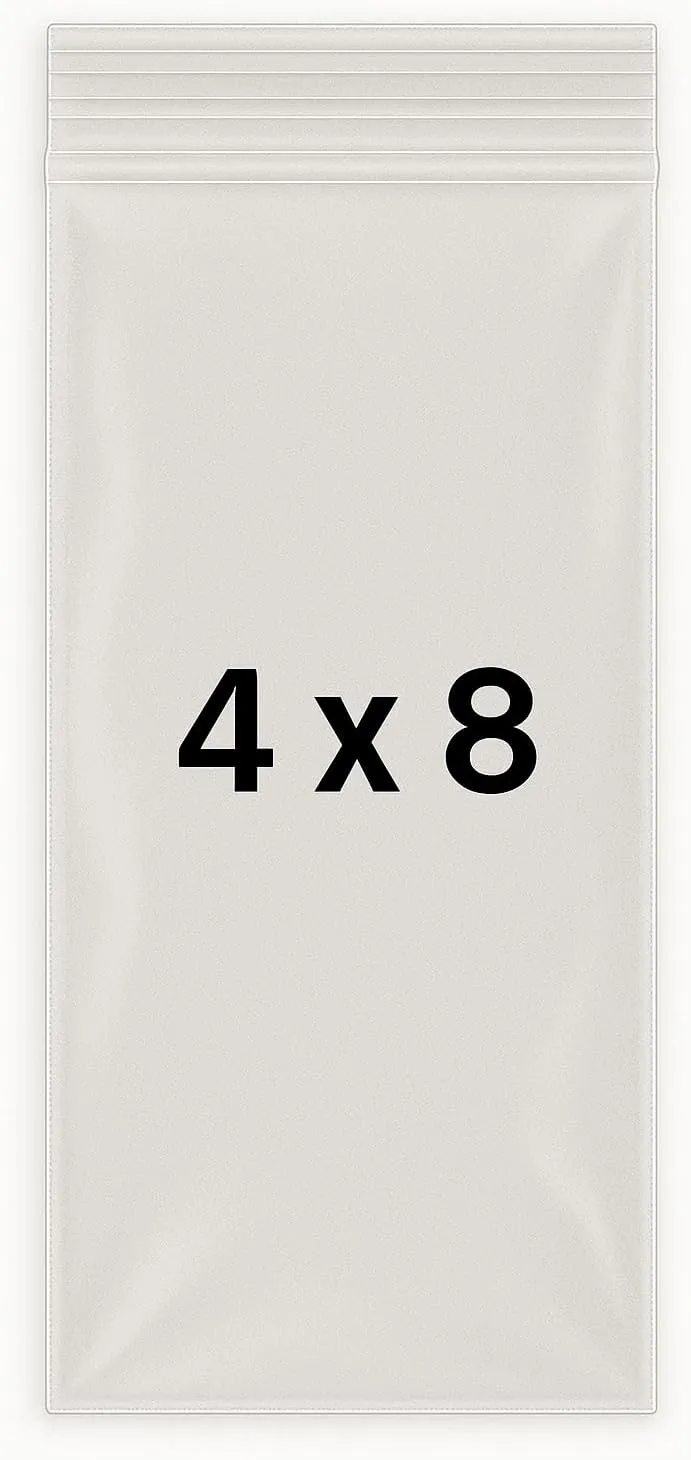 The Boxery 4x8 Inch 2 Mil Thick Clear Plastic Reclosable Zip Bags (1000 Pack) Strong & Durable Poly Baggies With Resealable Zip, Storage, Jewelry, Beads, Crafts, Packing and Shipping Bags