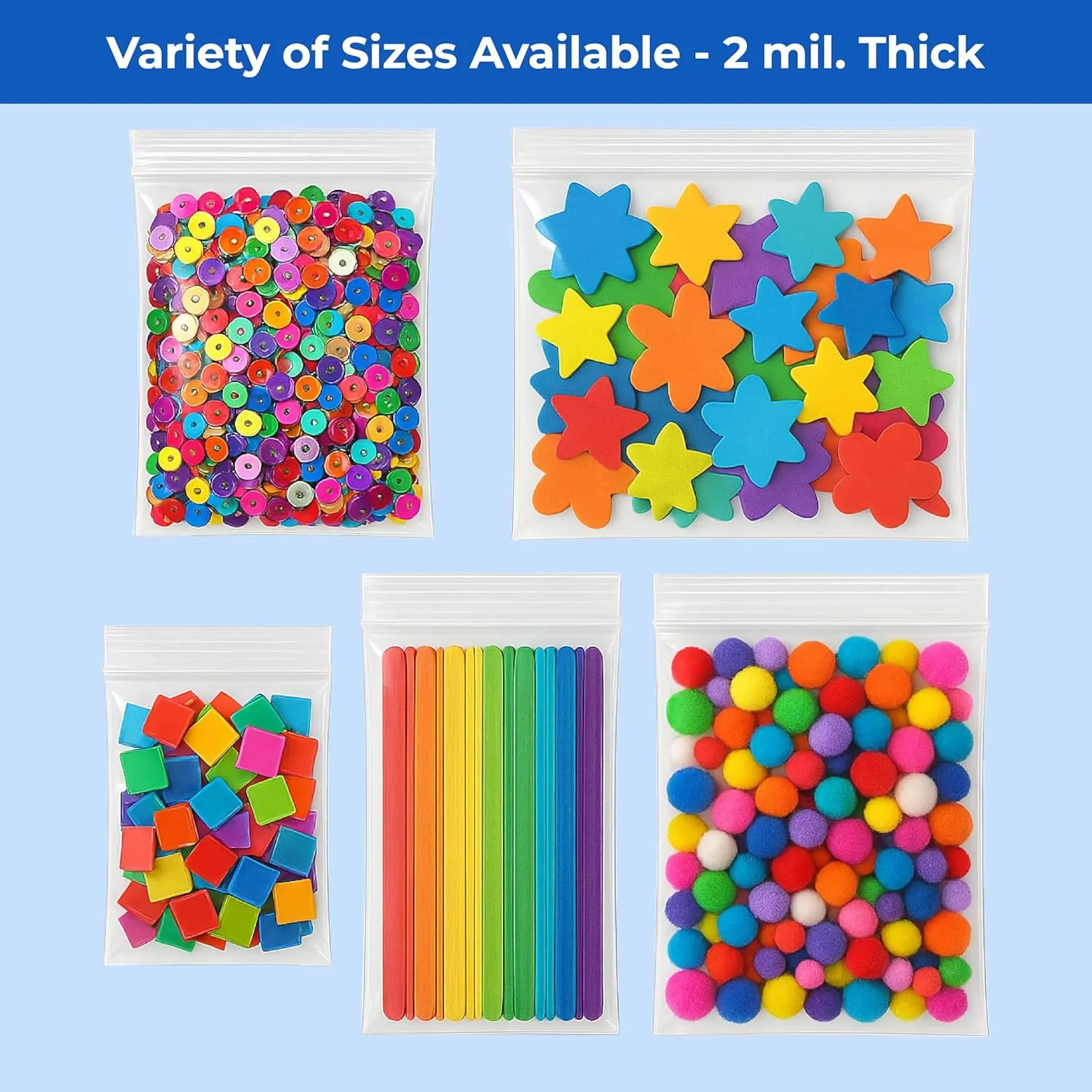 The Boxery 4x8 Inch 2 Mil Thick Clear Plastic Reclosable Zip Bags (1000 Pack) Strong & Durable Poly Baggies With Resealable Zip, Storage, Jewelry, Beads, Crafts, Packing and Shipping Bags