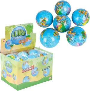 The Dreidel Company World Globe Squeeze Ball Bunch Stress Ball, Planet Soft Foam Stress & Anxiety Relief Toy, Planet Earth, 3" Inches - (Pack of 12)