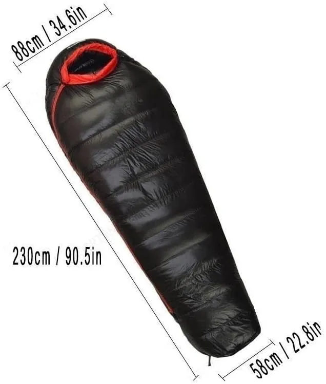 The Extended Goose Down Mummy Sleeping Bag is Filled with Warm Down and is Suitable for A Height Above 1.8 Meters.