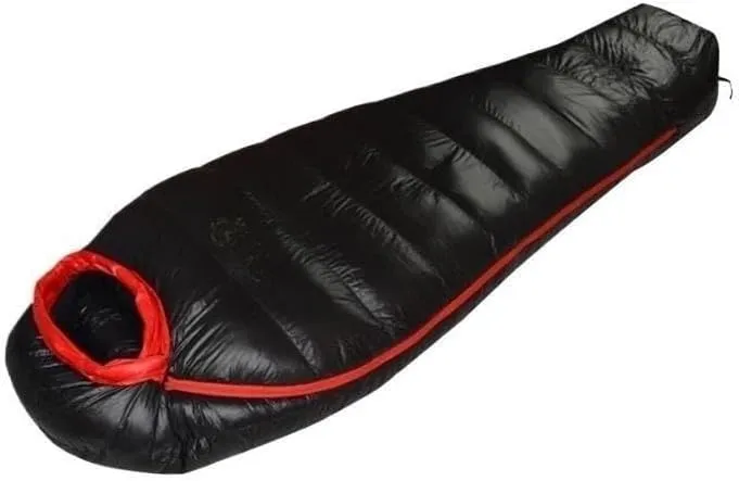 The Extended Goose Down Mummy Sleeping Bag is Filled with Warm Down and is Suitable for A Height Above 1.8 Meters.