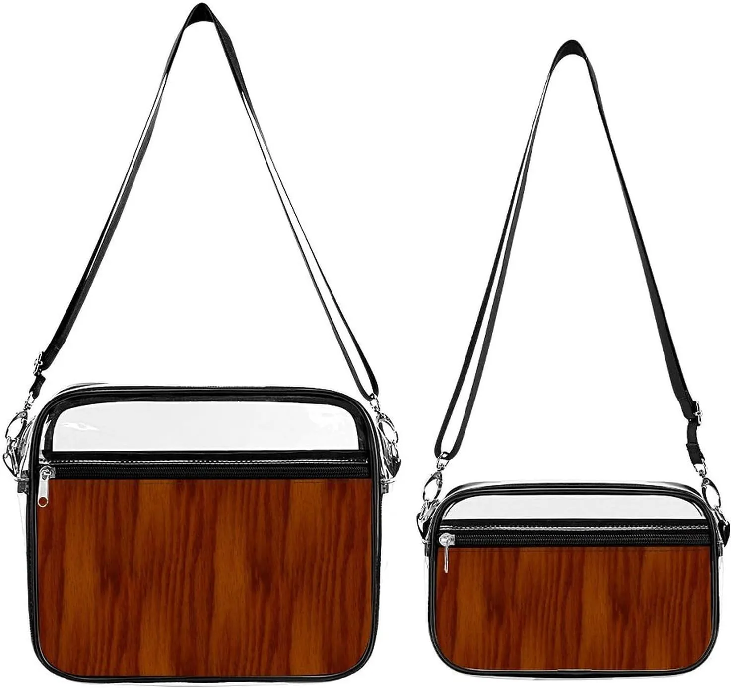 The Look of Warm Oak Wood Grain Texture Transparent Cross Bag Two-piece Set
