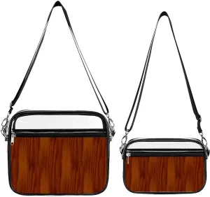 The Look of Warm Oak Wood Grain Texture Transparent Cross Bag Two-piece Set