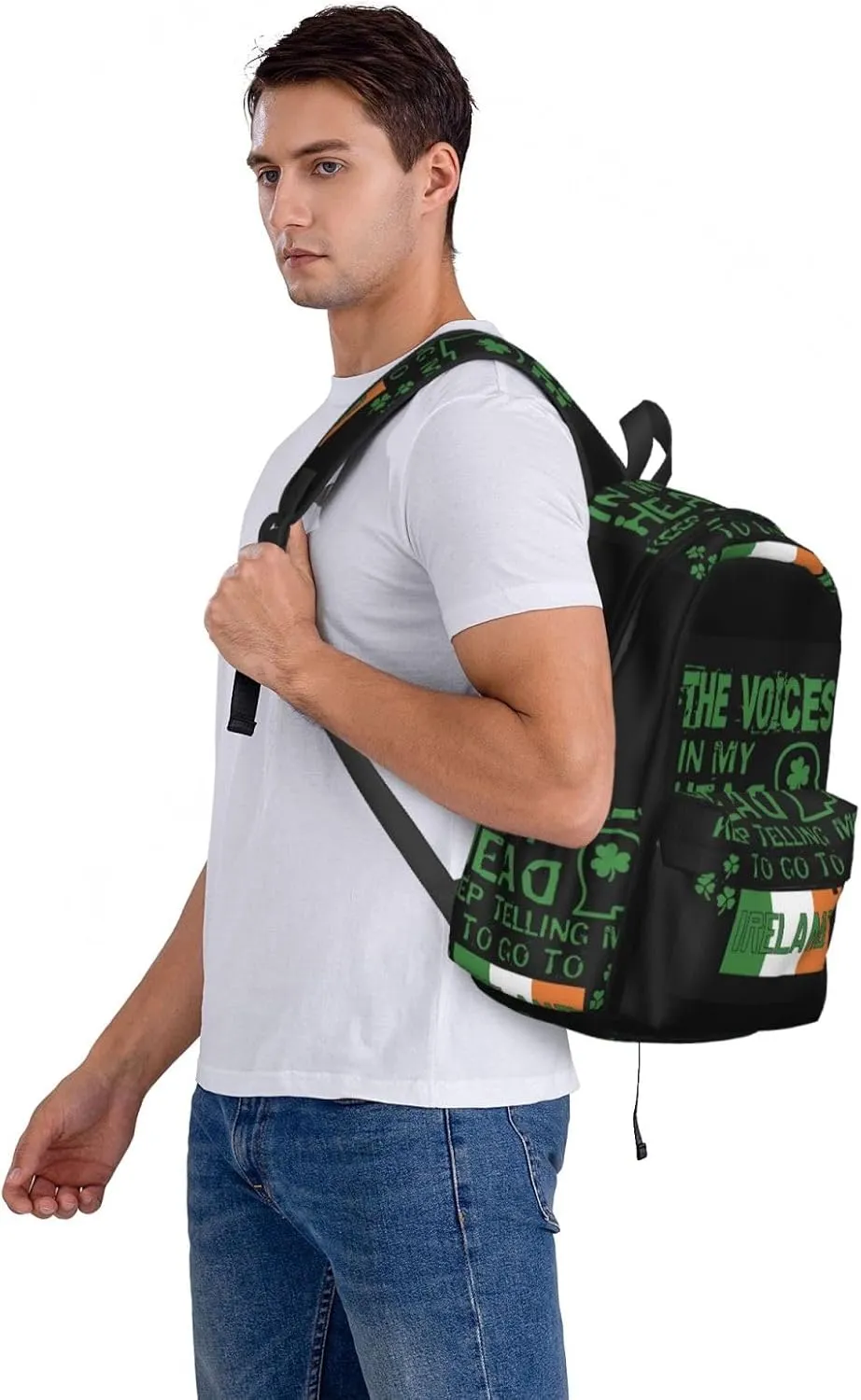 The Voices In My Head Irish Backpack Large Capacity Backpack Lightweight Double Shoulder Bag For Women Men Travel