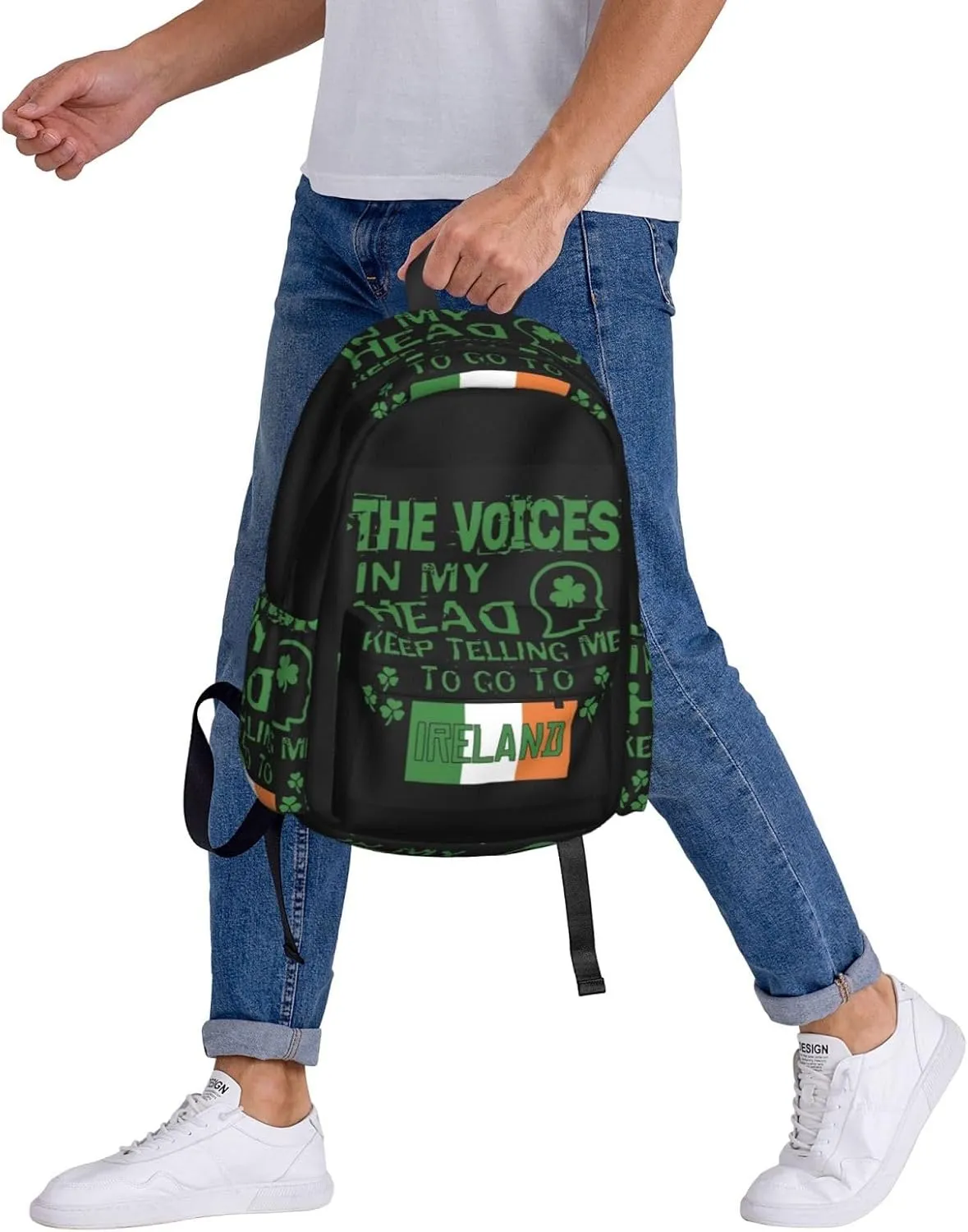 The Voices In My Head Irish Backpack Large Capacity Backpack Lightweight Double Shoulder Bag For Women Men Travel