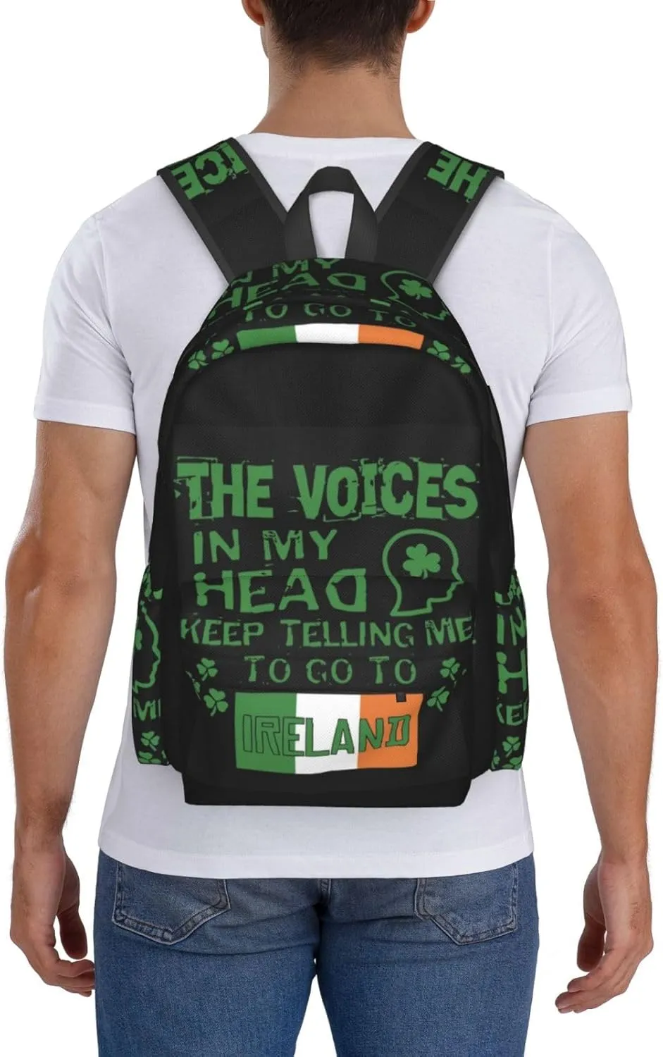 The Voices In My Head Irish Backpack Large Capacity Backpack Lightweight Double Shoulder Bag For Women Men Travel