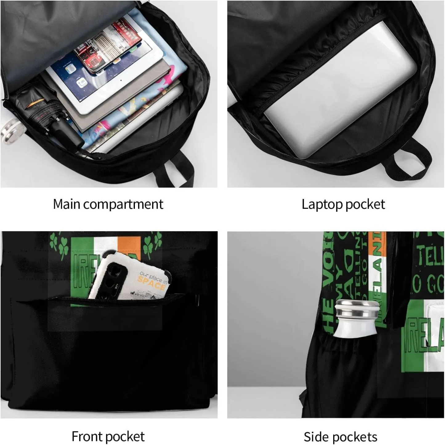 The Voices In My Head Irish Backpack Large Capacity Backpack Lightweight Double Shoulder Bag For Women Men Travel