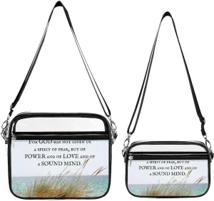 TimothyGod Has Not Given A Spirit of Fear Transparent Cross Bag Two-piece Set, Fashionable Transparent Bag