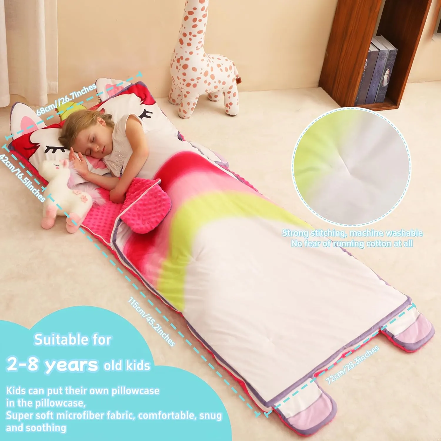 Toddler Nap Mat for Kids Sleeping Mat Napping Mats Slumber Bags Foldable and Portable for Boys Girls Kindergarten Daycare Travel Camping