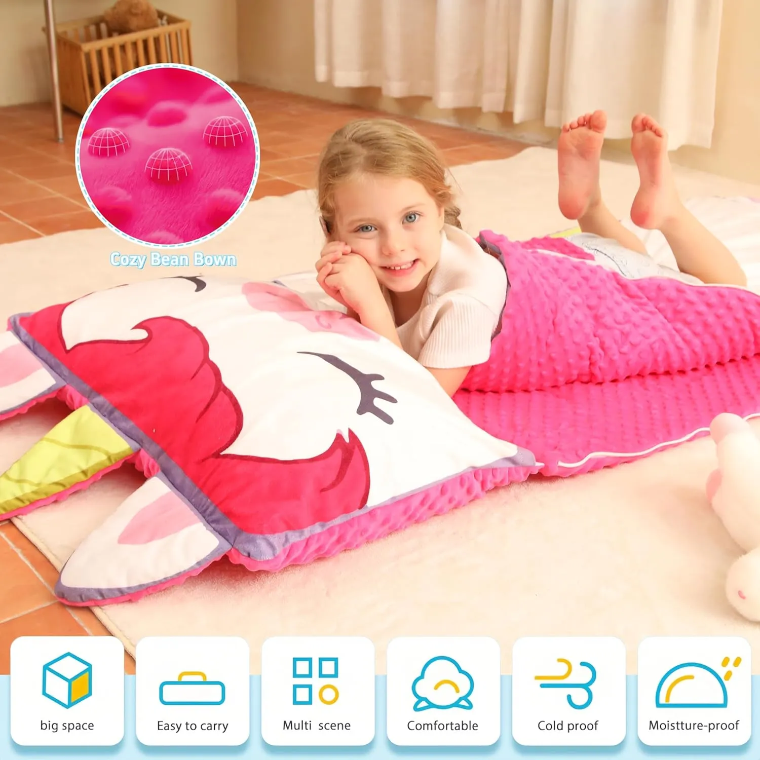 Toddler Nap Mat for Kids Sleeping Mat Napping Mats Slumber Bags Foldable and Portable for Boys Girls Kindergarten Daycare Travel Camping