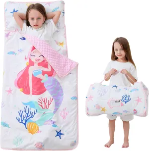 Toddler Nap Mat with Pillow and Blanket, Extra Large Rolled Napping Mats,Slumber Bags for Boys Girls,Kids Sleeping Bag for Daycare, Preschool Travel Camping