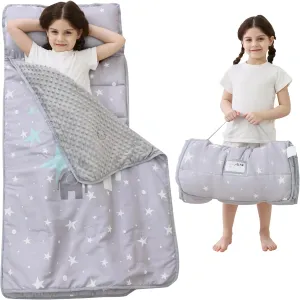Toddler Nap Mat with Pillow and Blanket, Extra Large Rolled Napping Mats,Slumber Bags for Boys Girls,Kids Sleeping Bag for Daycare, Preschool Travel Camping