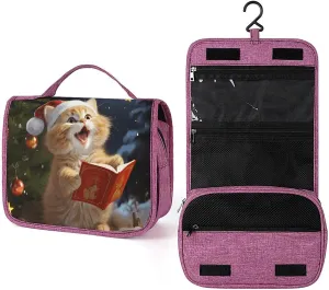 Toiletry Bags, Cute Cat Sing Christmas Carols Print Toiletry Bags,travel Makeup Bag with Hanging Hook Suitable for Toiletries,travel Essentials, style