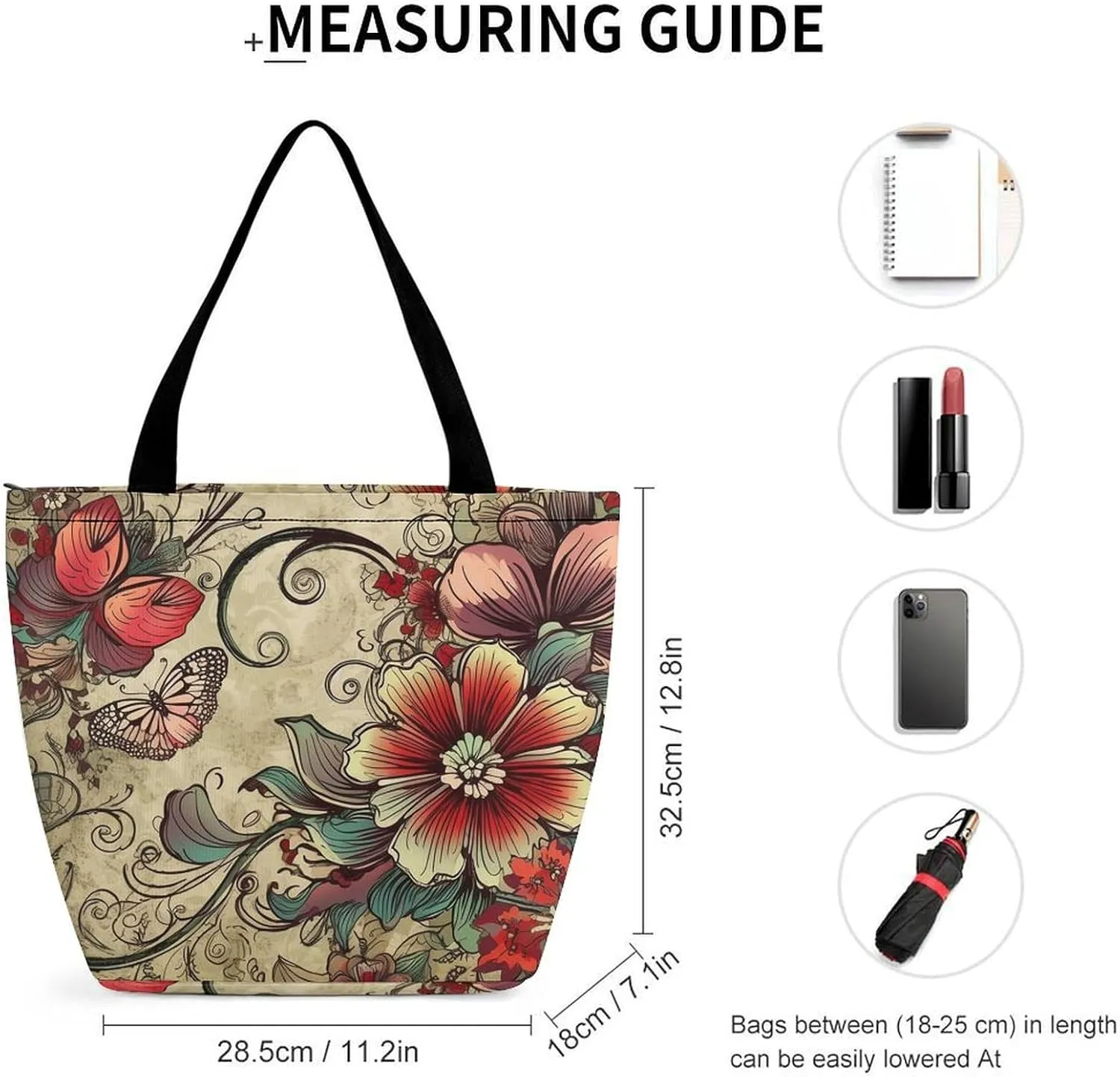 Tote Bag for Women Grocery Bag Dirt Road with Leaves Foldable Shopping Bags Reusable Large Tote Bag