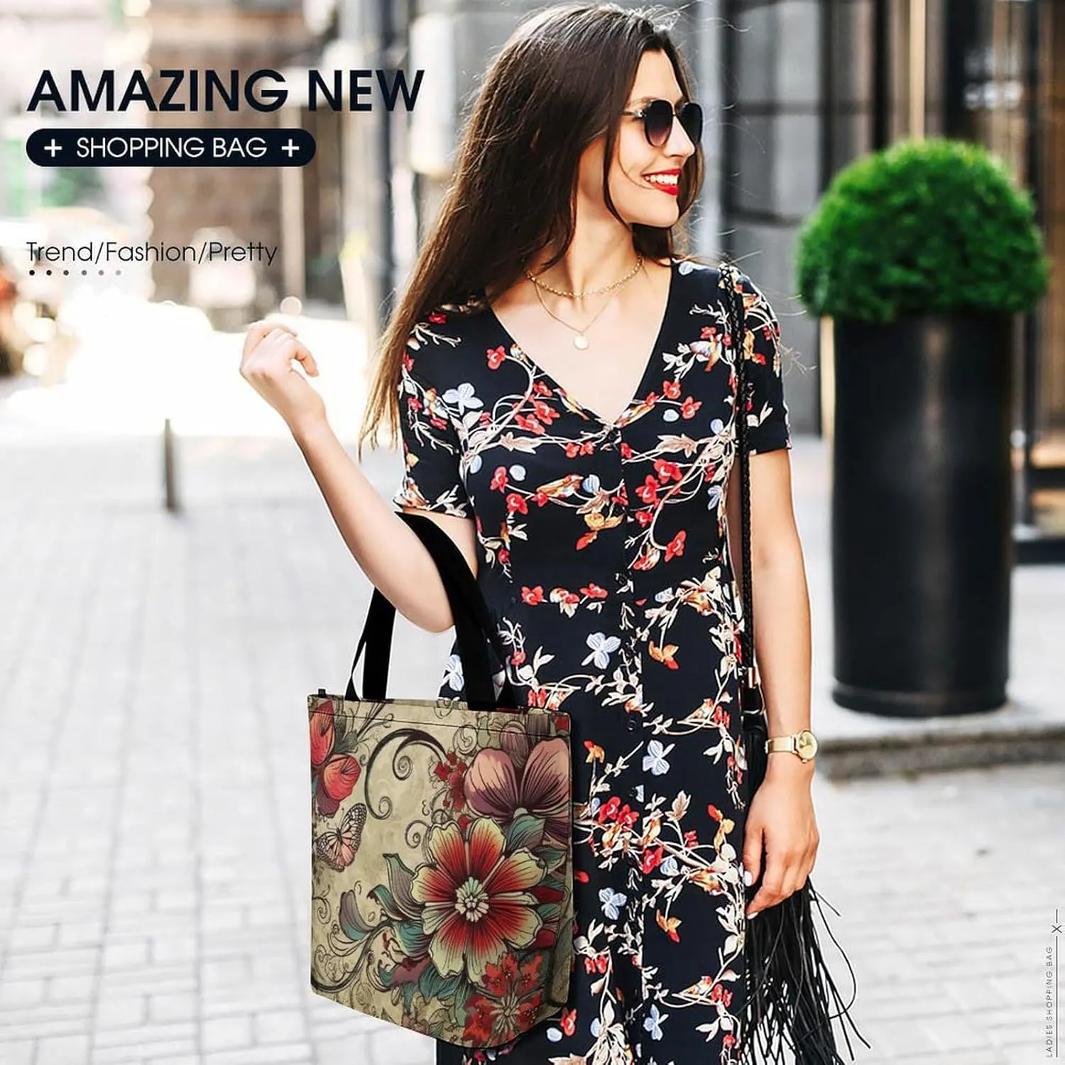 Tote Bag for Women Grocery Bag Dirt Road with Leaves Foldable Shopping Bags Reusable Large Tote Bag