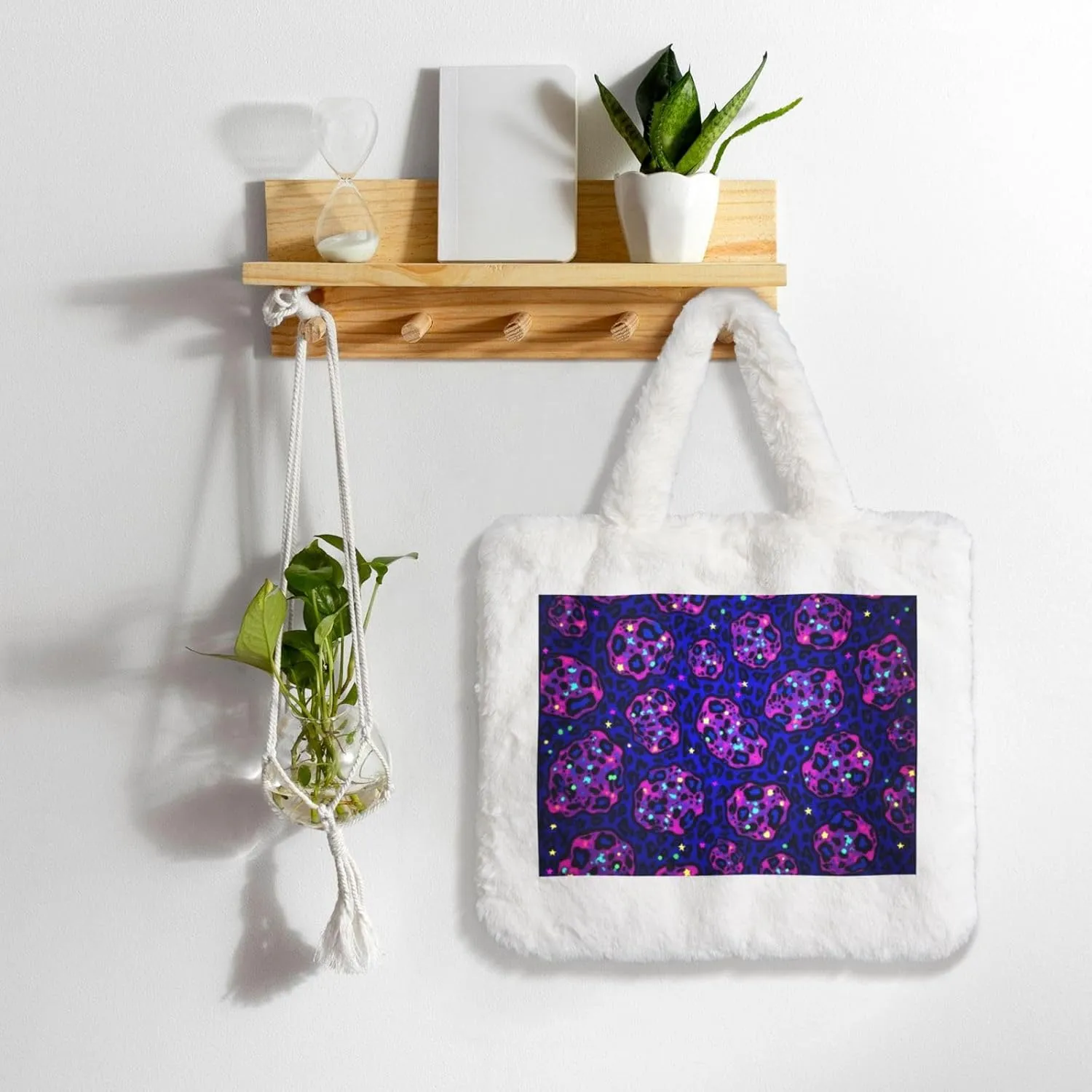 Tote Bag for Women Soft Winter Fluffy Fuzzy Furry Plush Top Handle Purse and Handbag
