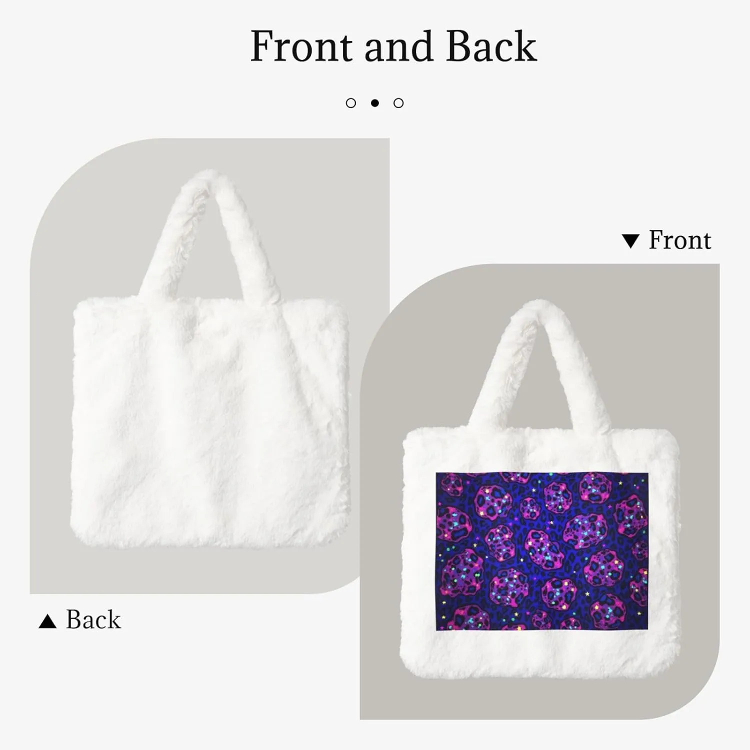 Tote Bag for Women Soft Winter Fluffy Fuzzy Furry Plush Top Handle Purse and Handbag