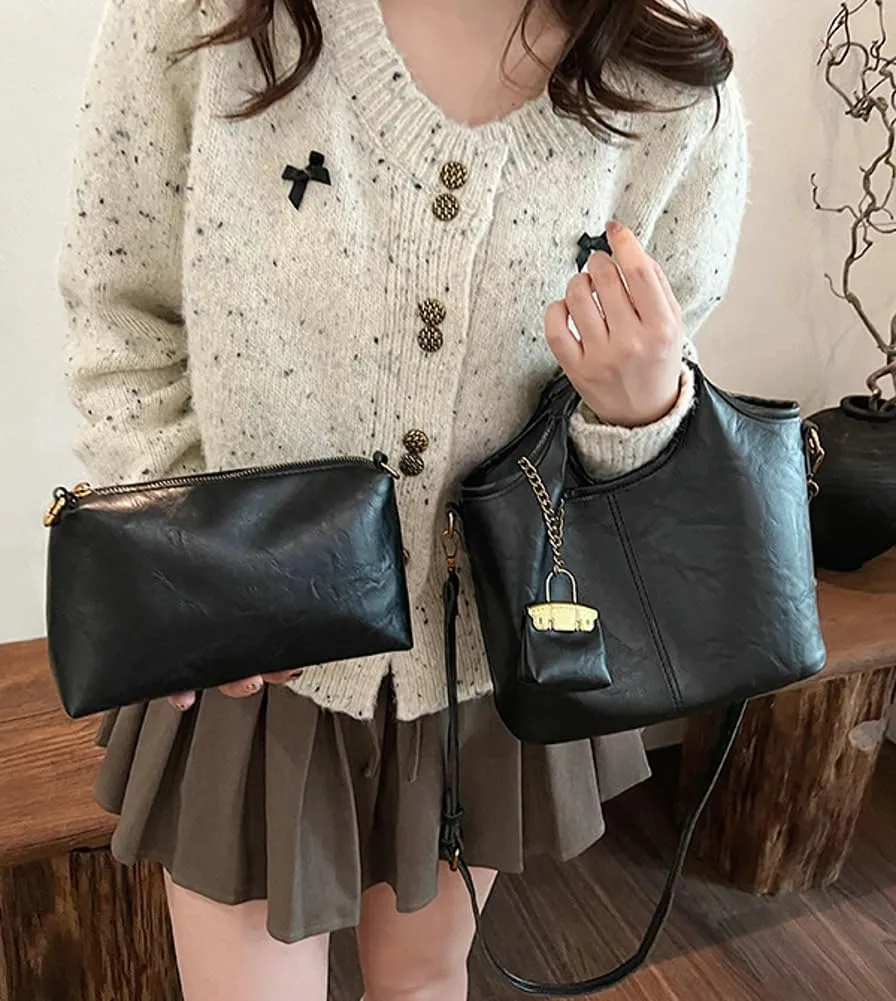 Tote Bag for Women Vegan Leather Crossbody Bag Shoulder Bags Satchel and Purse Bag Soft Handbag Dating Work Shopping